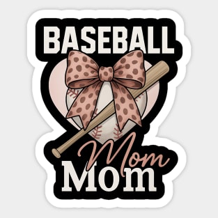 Leopard Coquette Bow Baseball Mom | Cute Coquette Mother’s Day Gift for Sport Moms Sticker